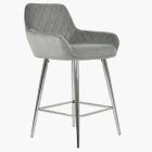 Carson Bar Stool Grey Velvet & Chrome Leg