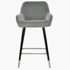 Carson Bar Stool Grey Velvet & Black \ Silver Leg