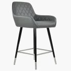 Carson Bar Stool Dark Grey Leather & Black \ Silver Leg