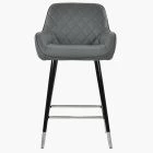Carson Bar Stool Dark Grey Leather & Black \ Silver Leg