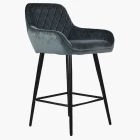 Carson Bar Stool Dark Grey Velvet & Black Leg