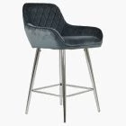 Carson Bar Stool Dark Grey Velvet & Chrome Leg