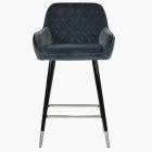 Carson Bar Stool Dark Grey Velvet & Black \ Silver Leg
