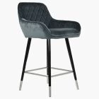 Carson Bar Stool Dark Grey Velvet & Black \ Silver Leg