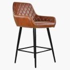 Carson Bar Stool Vintage Tan Brown Leather & Black Leg