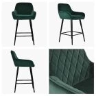 Carson Bar Stool Green Velvet & Black Leg