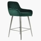 Carson Bar Stool Green Velvet & Chrome Leg