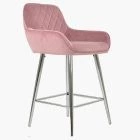 Carson Bar Stool Pink Velvet & Chrome Leg