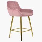 Carson Bar Stool Pink Velvet & Gold Leg
