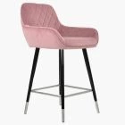 Carson Bar Stool Pink Velvet & Black \ Silver Leg