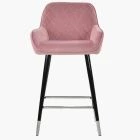 Carson Bar Stool Pink Velvet & Black \ Silver Leg