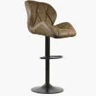 Cedar Bar Stool Antique Brown Leather & Black Base