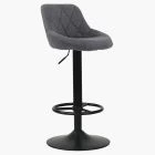 Charlie Bar Stool Dark Grey Fabric & Black Base