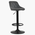 Charlie Bar Stool Dark Grey Leather & Black Base