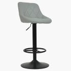 Charlie Bar Stool Grey Leather & Black Base
