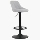 Charlie Bar Stool Grey Fabric & Black Base