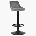 Charlie Bar Stool Grey Velvet & Black Base