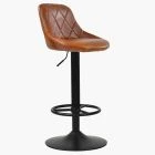 Charlie Bar Stool Vintage Tan Brown Leather & Black Base