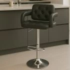 Chase Bar Stool Black Leather & Chrome Base