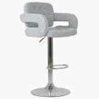 Chase Bar Stool Grey Boucle Fabric & Chrome Base