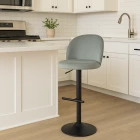 Clarris Bar Stool Grey Velvet & Black Base
