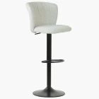 Harlem Bar Stool Cream Boucle Fabric & Black Base