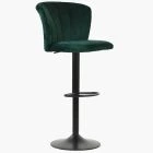 Harlem Bar Stool Green Velvet & Black Base
