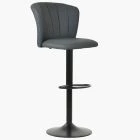 Harlem Bar Stool Grey Leather & Black Base