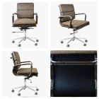 Chester Office Chair Antique Brown Faux Leather & Chrome