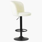 Chicago Bar Stool Cream Boucle Fabric & Black Base