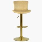 Chloe Bar Stool Beige Cream Leather & Gold Base