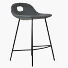 Clara Bar Stool Dark Grey Leather & Black Leg