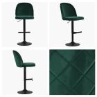 Clarris Bar Stool Green Velvet & Black Base
