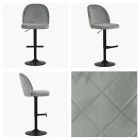 Clarris Bar Stool Grey Velvet & Black Base