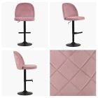 Clarris Bar Stool Pink Velvet & Black Base
