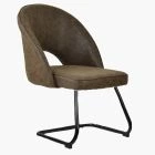 Clyde  Dining Chair Antique Brown Faux Leather & Black Legs