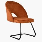 Clyde  Dining Chair Burnt Orange Velvet & Black Legs