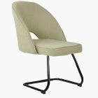 Clyde  Dining Chair Mink Boucle Fabric & Black Legs