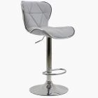 Cobain Bar Stool Grey Fabric & Chrome Base