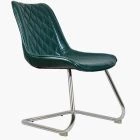 Coral Office Chair Bottle Green Faux Leather & Chrome Base