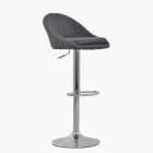 Cologne Bar Stool Dark Grey Fabric & Chrome Base