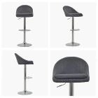 Cologne Bar Stool Dark Grey Fabric & Chrome Base