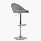 Cologne Bar Stool Grey Leather & Chrome Base
