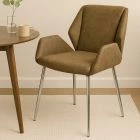 Conrad Dining Chair Antique Brown Faux Leather & Chrome Legs