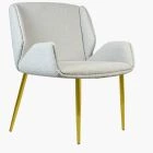 Conrad Dining Chair Grey Boucle Fabric & Gold Legs