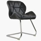 Corfu Office Chair Black Faux Leather & Chrome Base