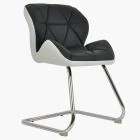 Corfu Office Chair Black & White Faux Leather & Chrome Base