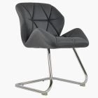 Corfu Office Chair Dark Grey Faux Leather & Chrome