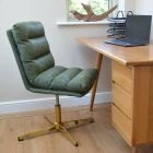 Cowper Office Chair Vintage Green Faux Leather & Gold
