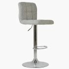 Cuban Bar Stool Stone Grey Boucle Fabric & Chrome Base